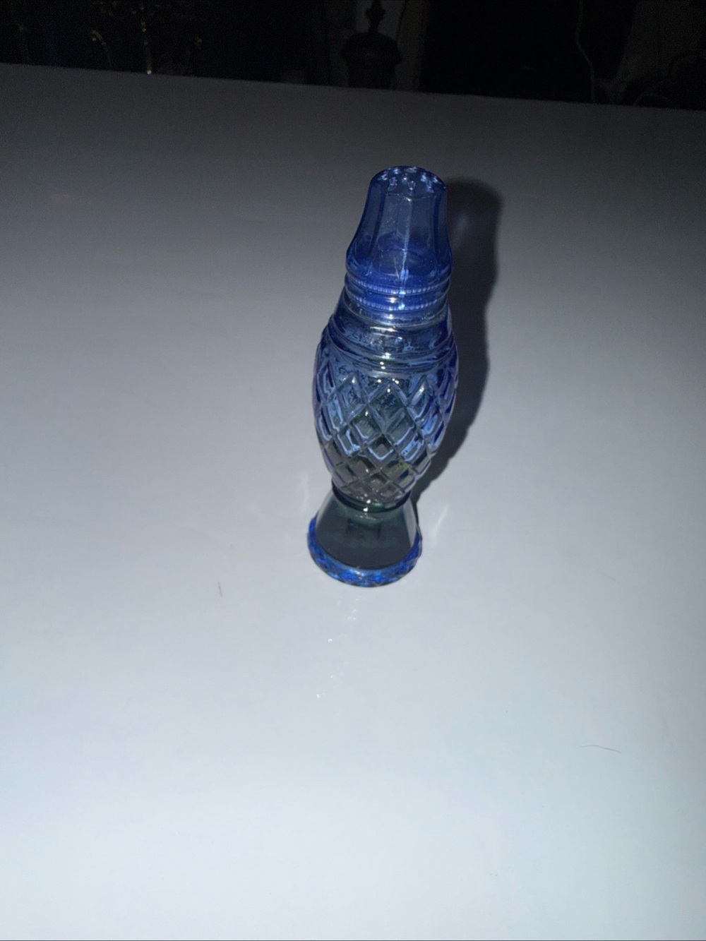 Vintage Avon Blue Glass Bottle Sonnet Cologne W 1/3 Liquid In It Shaker 4.75"